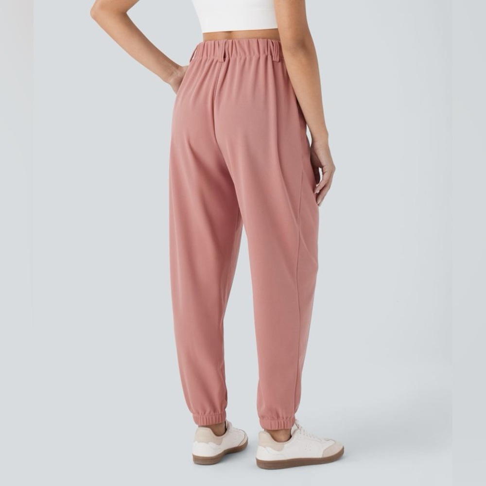 Women's High Waisted Tapered Waffle Casual Joggers - NEW - Picture 2 of 4